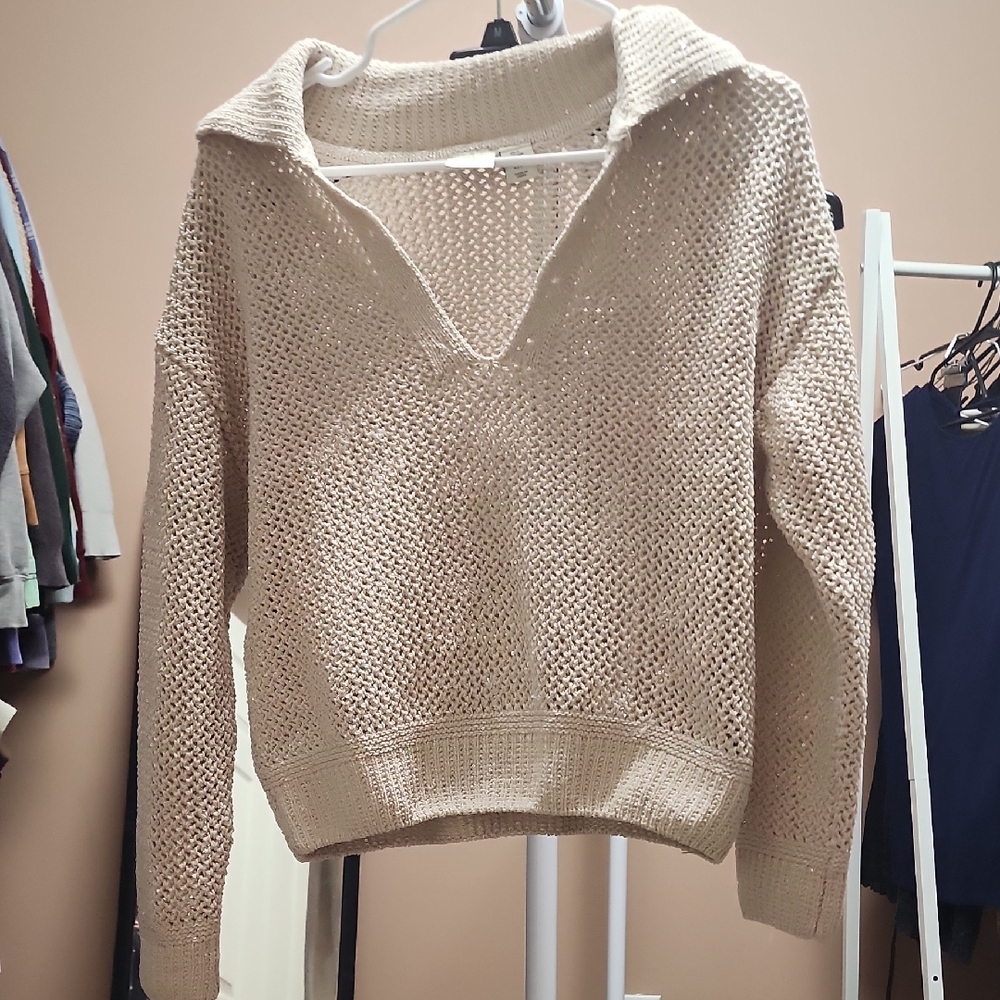 Women's Cream Sequined Sweater By Joie Size Small